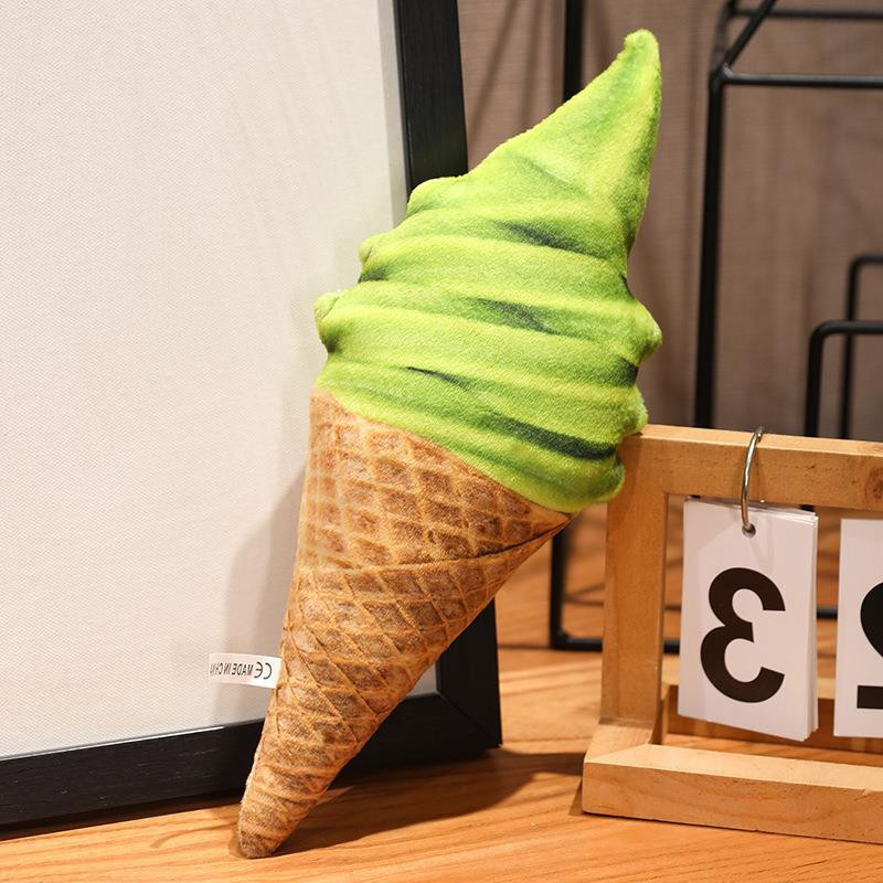 Realistic Ice Cream Cone Plush Pillow Multiple Sizes Matcha