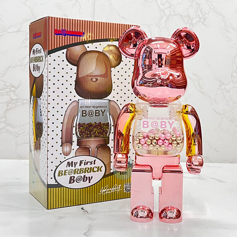 My First Bearbrick Baby Pink and Gold 400% Figure 28cm 11.02inches