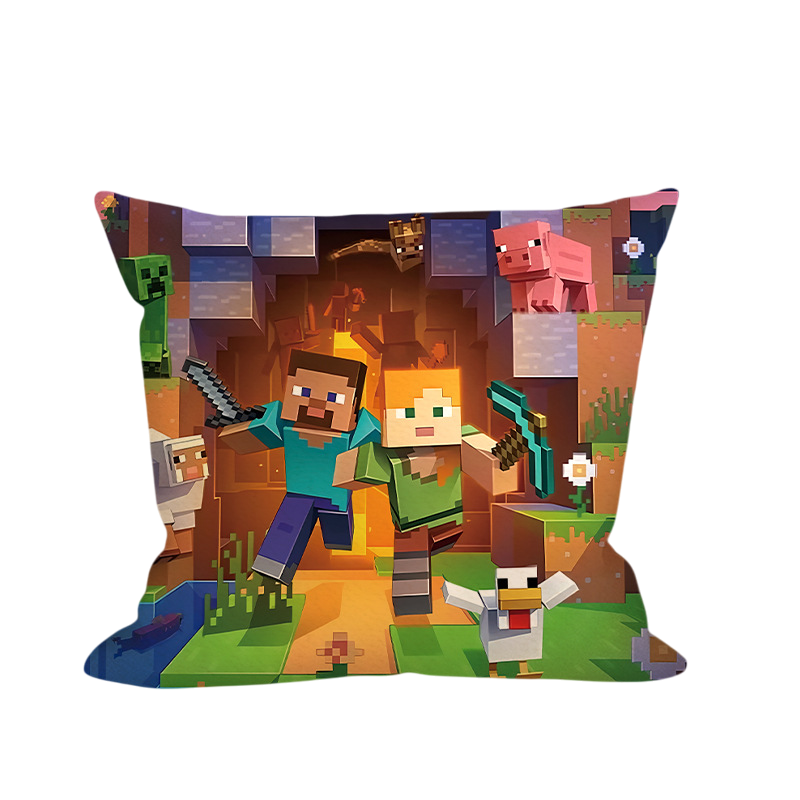 Minecraft Alex and Steve Running From Cave Soft Stuffed Plush Pillow Multiple Sizes