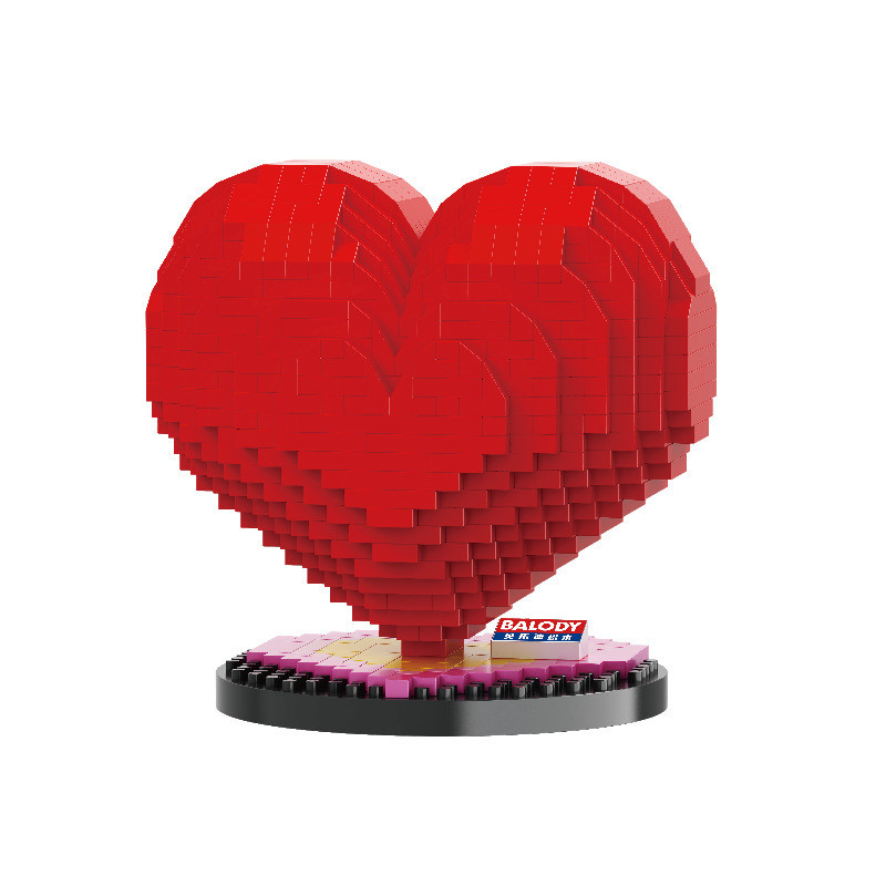 Red Love Heart Custom Brick Building Kit