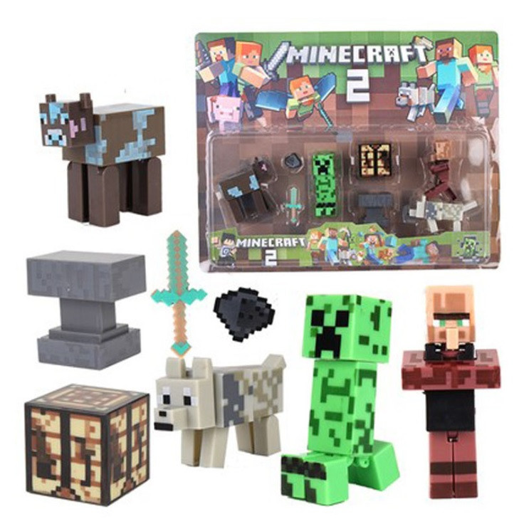 Minecraft Overworld Comic Maker Figure Pack, Steve With Creeper Wolf