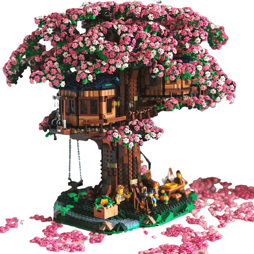 Sakura Tree House With Lighting Effect Custom Brick Building Kit