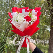 Hello Kitty Flower Bouquet Mother's Day Graduation 30cm 11.81inches Red