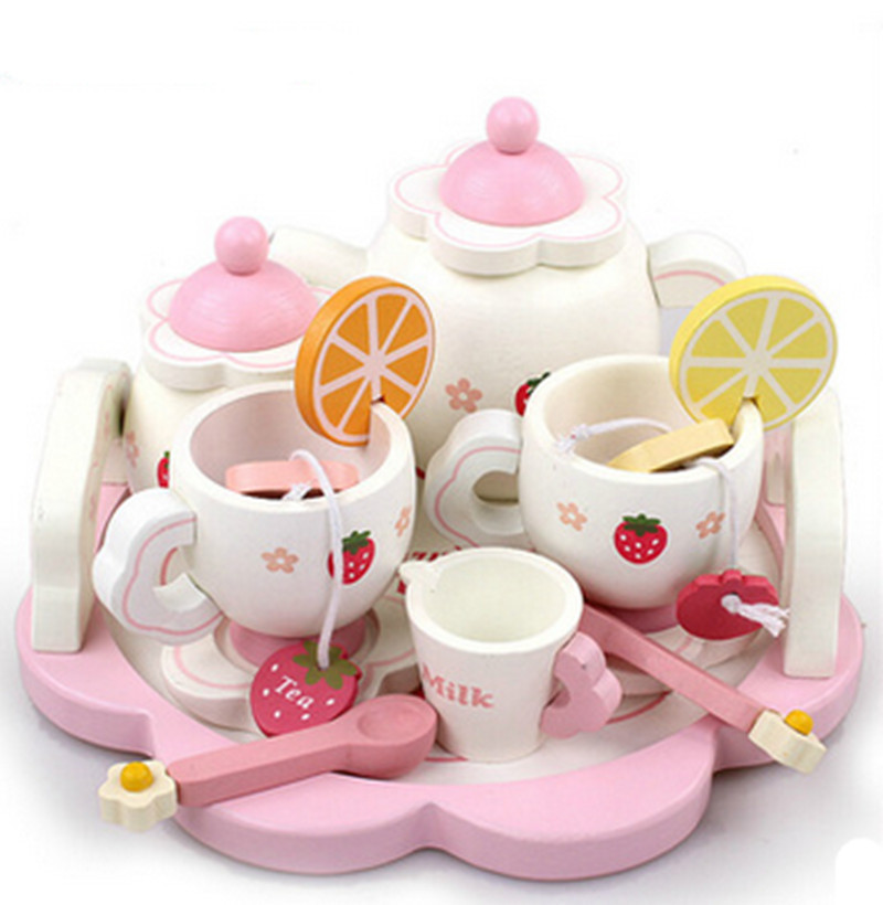 Mother Garden Handmade Wooden Pretend Play Toy--Strawberry Tea Pot Set