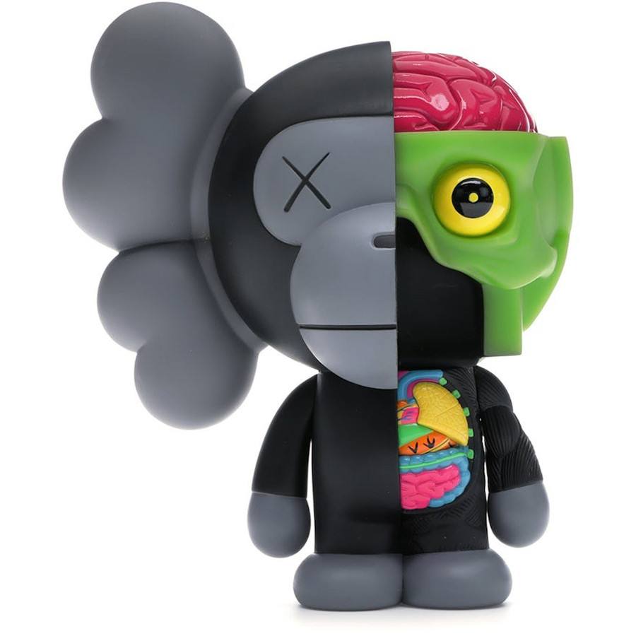 KAWS Bape Dissected Baby Milo Vinyl Figure 18cm 7.08inches Black