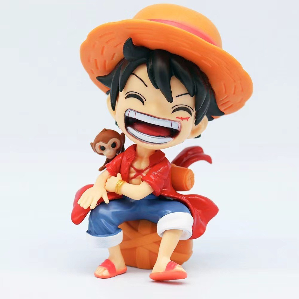 One Piece Luffy Laughing Q Version Red Figure Statue 13cm 5.1inches