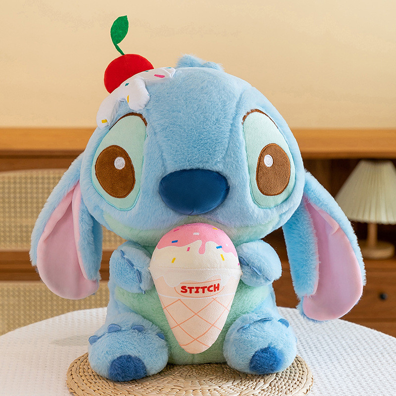 Disney Stitch Holding Ice Cream Soft Stuffed Plush Multiple Sizes
