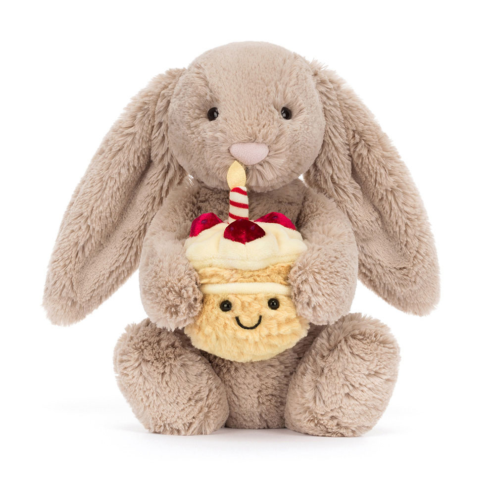 Jellycat Bashful Beige Bunny Birthday Soft Stuffed Plush 30cm 11.81inches