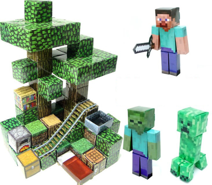 Minecraft Paper 3D Puzzle Play Set