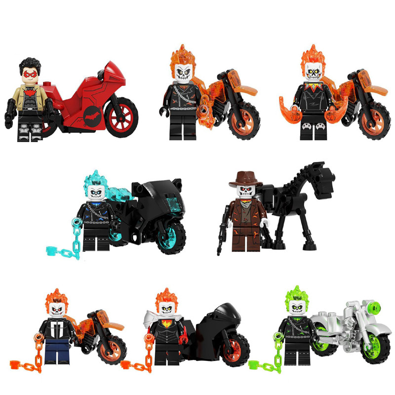 Marvel Red Hood Ghost Rider Brick Minifigure Custom Set 8 Pcs