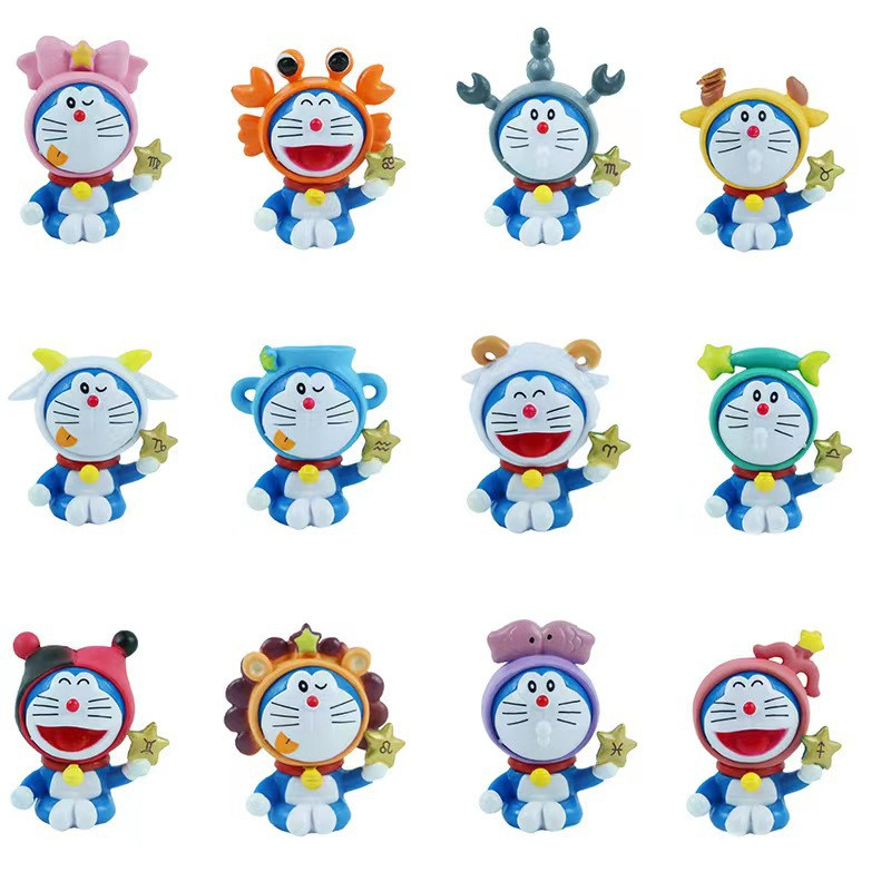 Doraemon Constellation Theme Figure Statue 12 Pcs Set