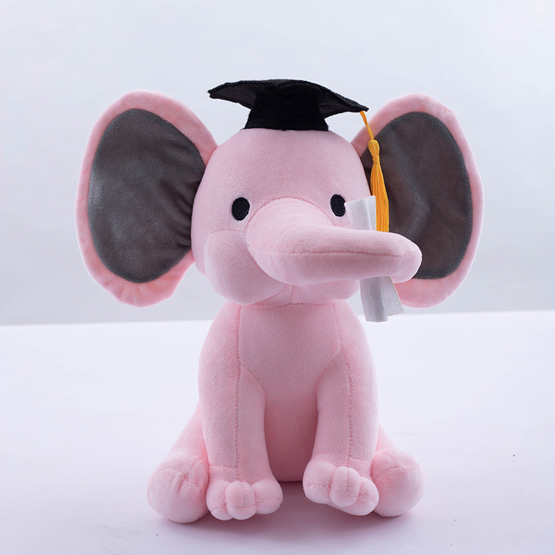 Graduation Elephant Soft Stuffed Plush 25cm 10inches Pink