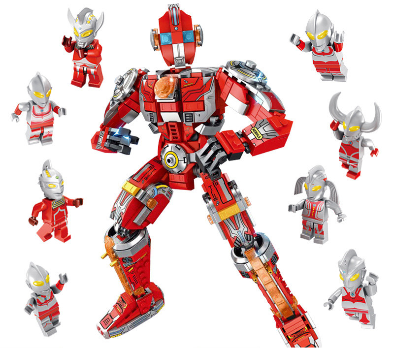 Ultraman Robot Custom Brick Building Kit And Minifigure 8 Pcs Set