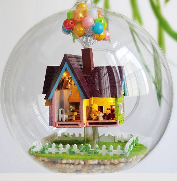 Up The Movie Inspired Voice Control DIY Miniature House Model Glass Globe Ornament with Led Lights Christmas Gift Idea