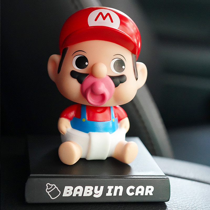 Baby Mario Shaking Head Figure Car Decoration Accessories