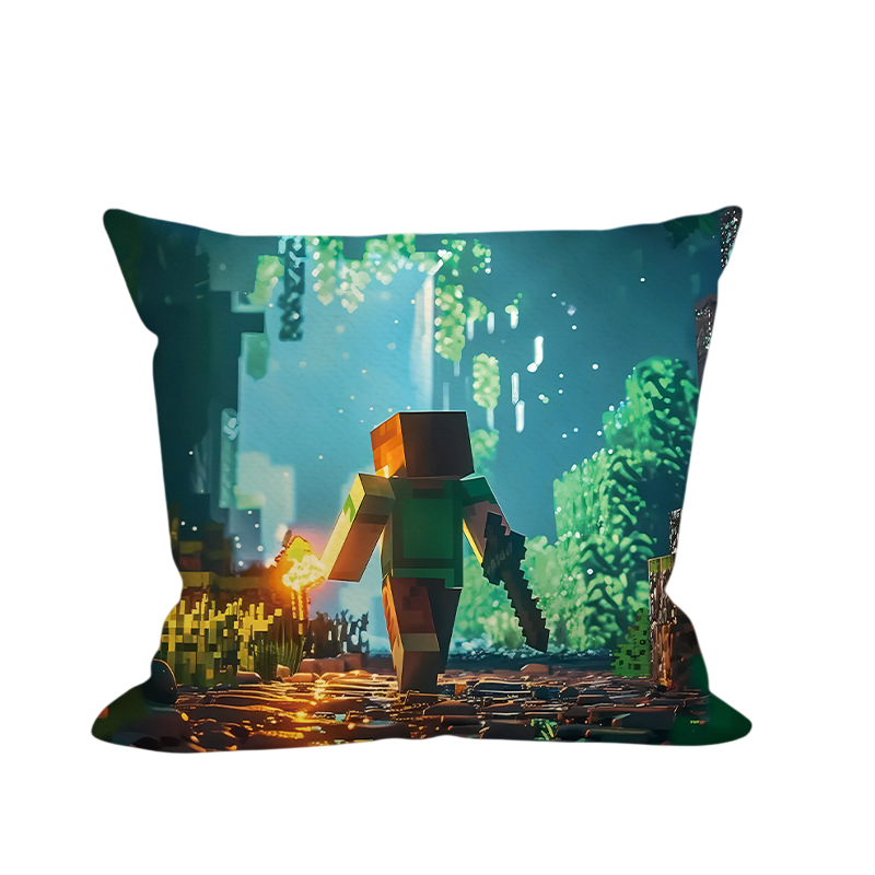 Minecraft Alex Walking Through Forest Soft Stuffed Plush Pillow Multiple Sizes