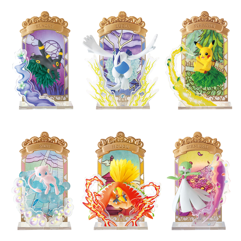 Re-ment Pokemon Stained Glass Collection Figure Statue Complete Set