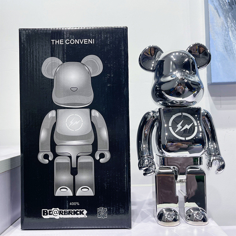 Bearbrick x The Conveni Fragment 400% Figure 28cm 11.02inches Silver