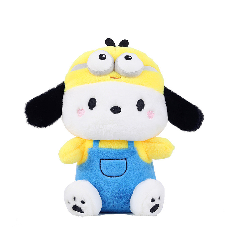 Sanrio Pochacco in Minion Costume Soft Stuffed Plush Multiple Sizes