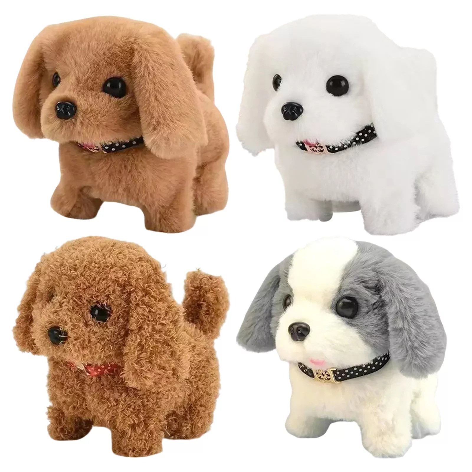 Robot Dog Puppy Buddy Plush Toy Puppy Electronic Interactive Dog Walking - Brown Toy Poodle, Grey Saint Bernard, Golden Retriever, White Bichon