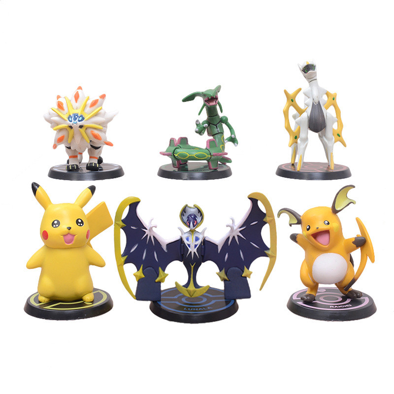 Pikachu Raichu Rayquaza Solgaleo Lunala Arceus From Pokemon Figure Statue 6 Pcs Set