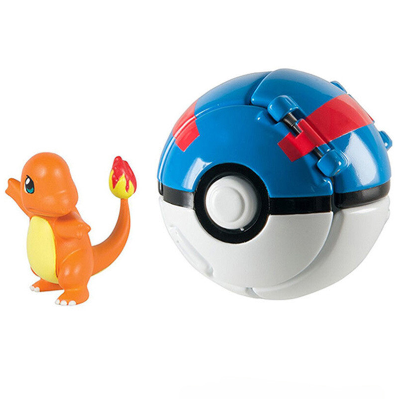 Tomy Pokemon Throw 'n' Pop Pokeball Charmander & Great Ball Figure Set