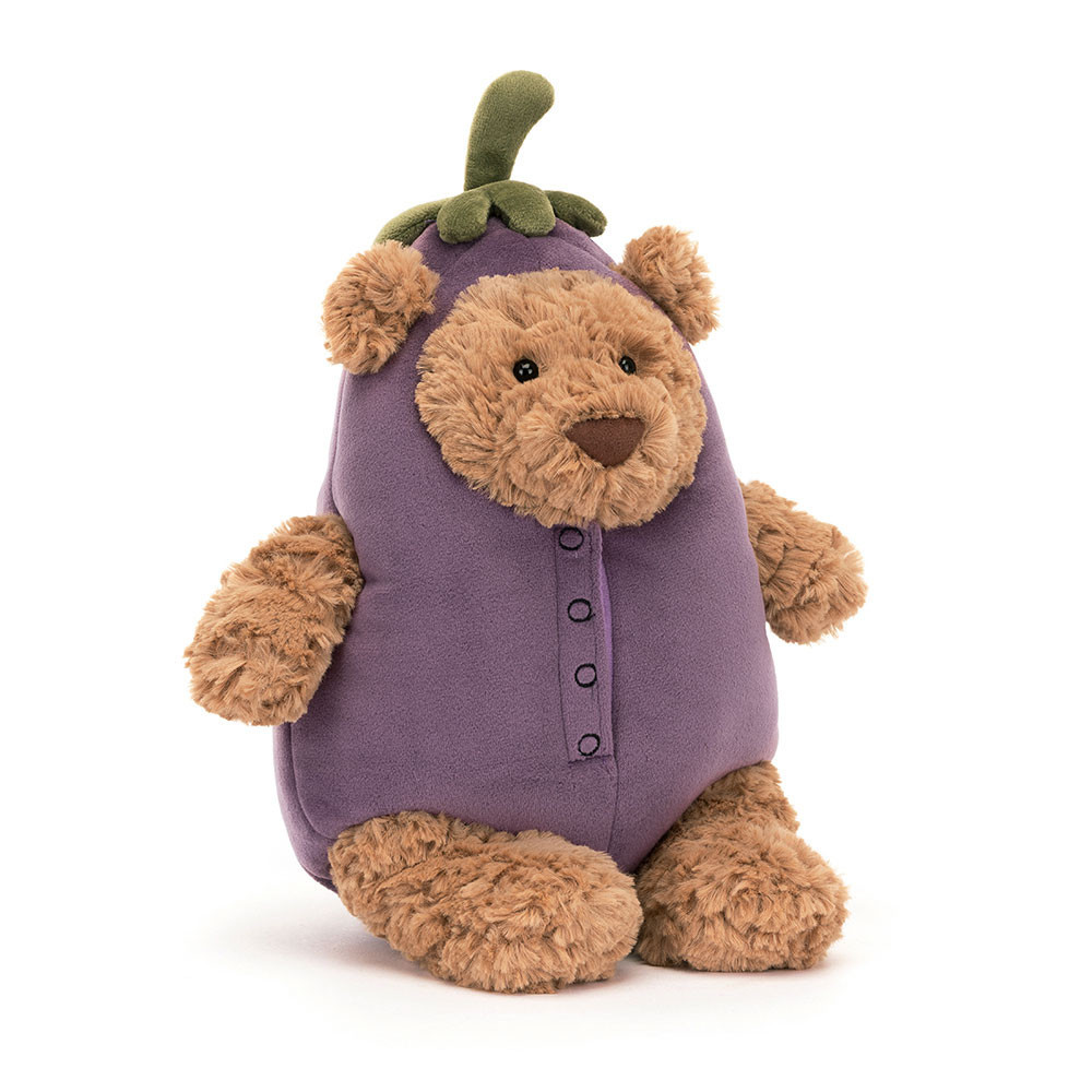 Jellycat Bartholomew Bear Aubergine Soft Stuffed Plush 26cm 10.23inches