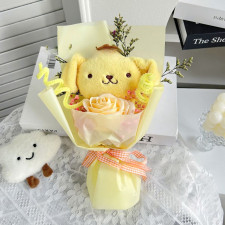 Pompompurin Soft Plush Flower Bouquet Mother's Day Graduation 28cm 11.02inches Yellow