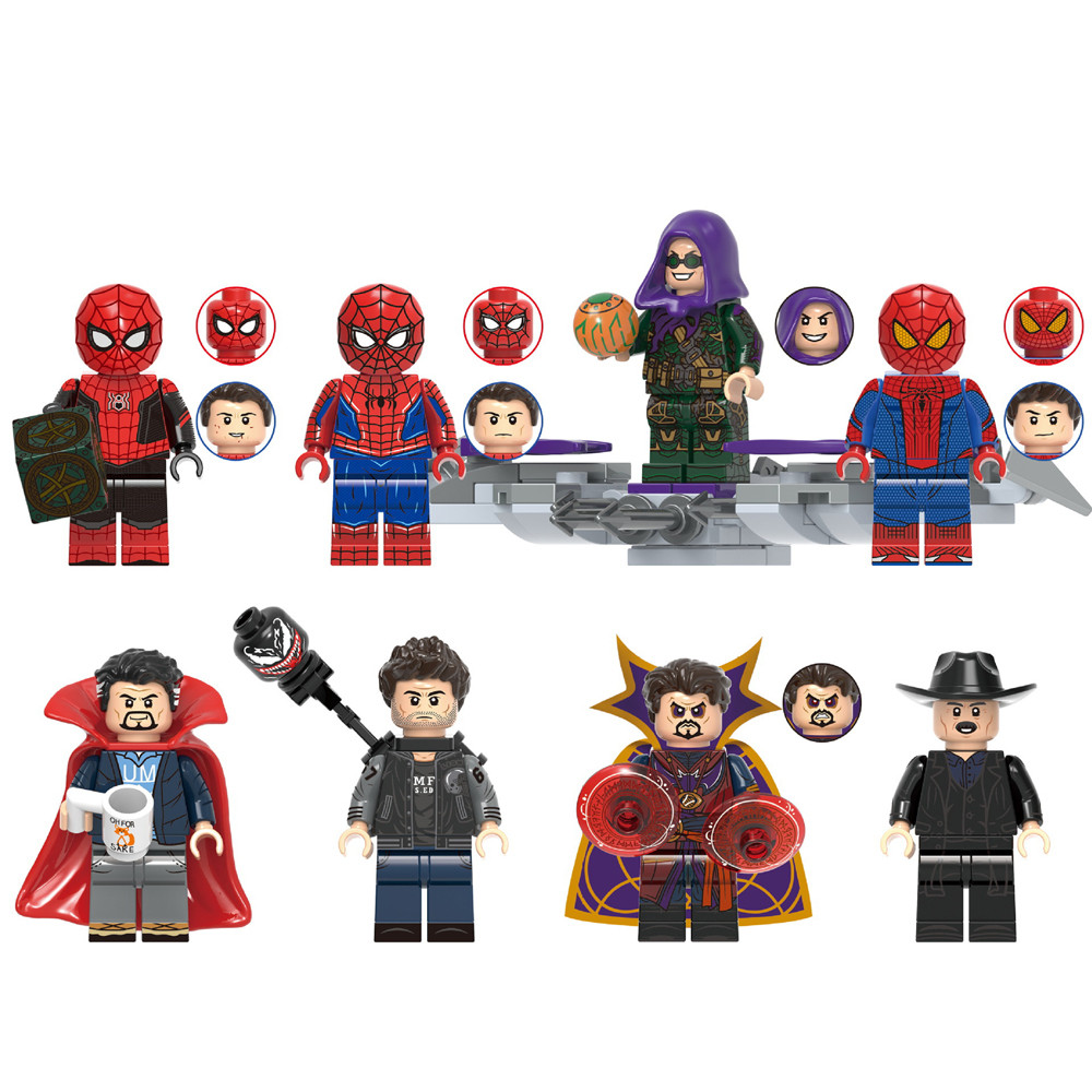 Spider Man No Way Home Marvel Brick Minifigure Custom Set 8 Pcs