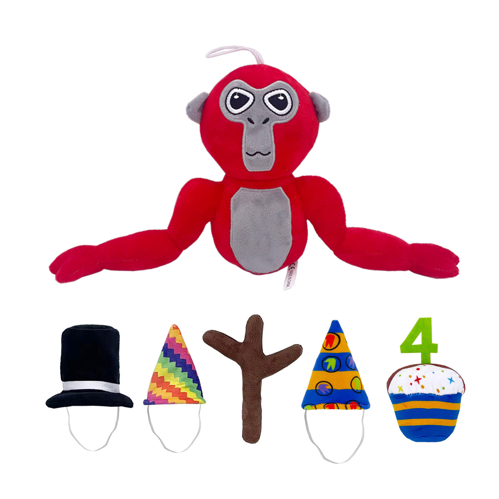 Gorilla Tag Monke Plush Doll Including Accessories 17cm 6.69inches Red