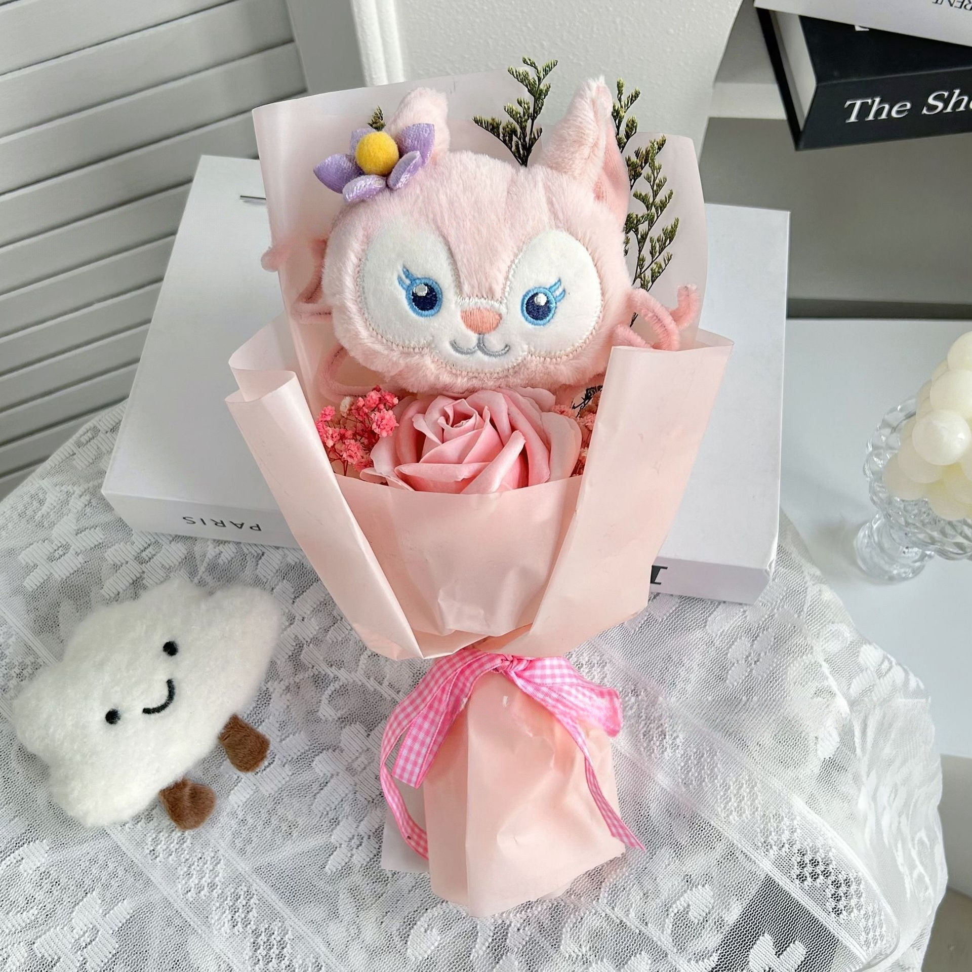 Lina Belle Soft Plush Flower Bouquet Mother's Day Graduation 28cm 11.02inches Pink