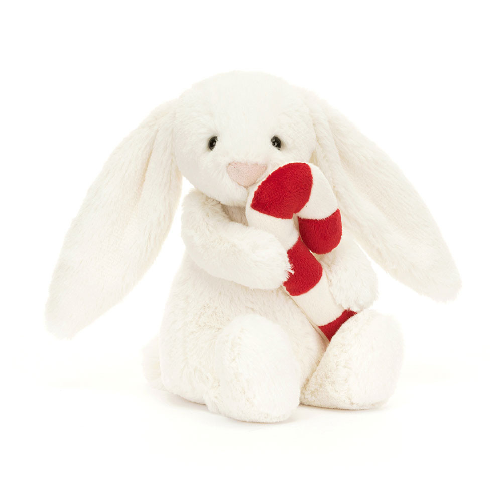 Jellycat Bashful Bunny with Candy Cane Soft Stuffed Plush 18cm 7.08inches