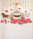 Carriage and Pink Flowers Wall Decal Sticker