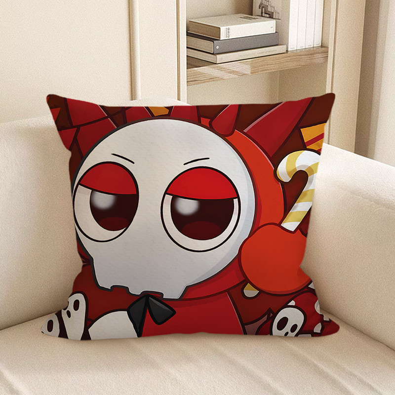 Sprunki Incredibox Red Raddy Wearing Skull Mask Soft Stuffed Plush Pillow Multiple Sizes