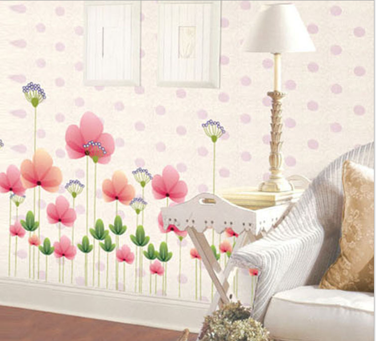 Pink Spring Flowers Wall Decal Sticker