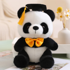 Graduation Panda Bear With Bow Tie Soft Stuffed Plush Yellow 26cm 10.24inches