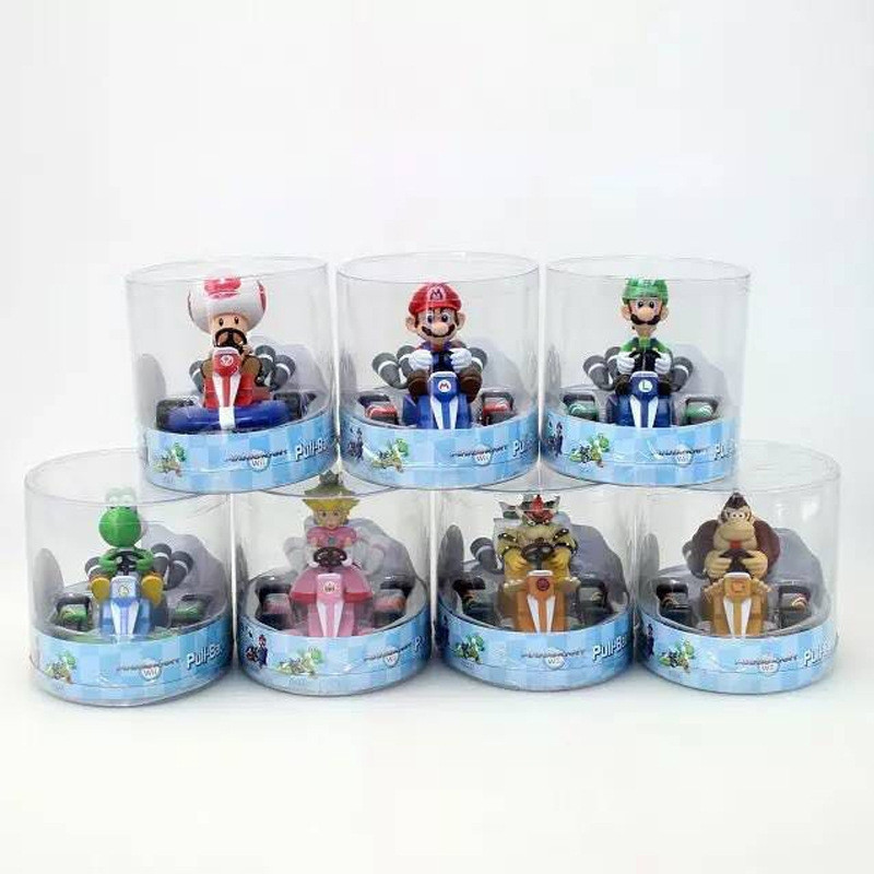 Nintendo Mario Kart Cars Pull Back Figure Set of 7pcs