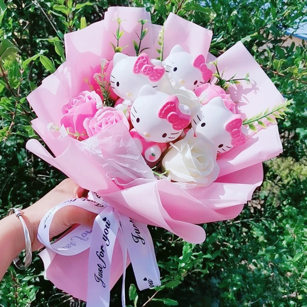 Hello Kitty Flower Bouquet Mother's Day Graduation 30cm 11.81inches Dark Pink