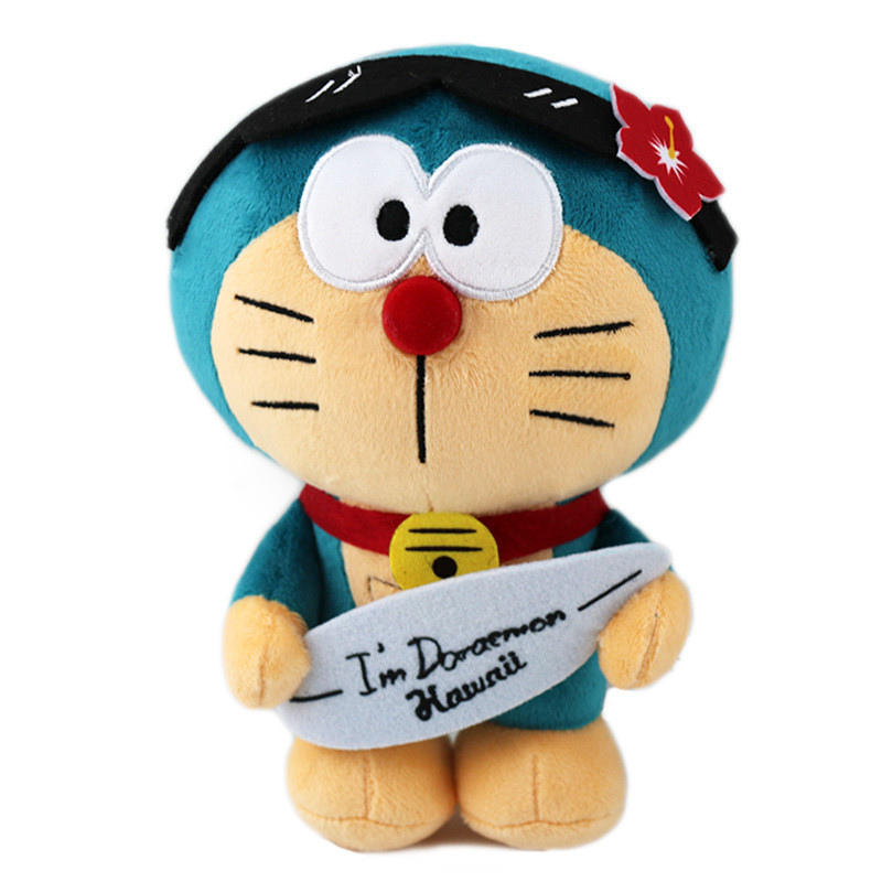 Doraemon Hawaii Edition Holding Surfboard Soft Stuffed Plush 20cm 7.87inches