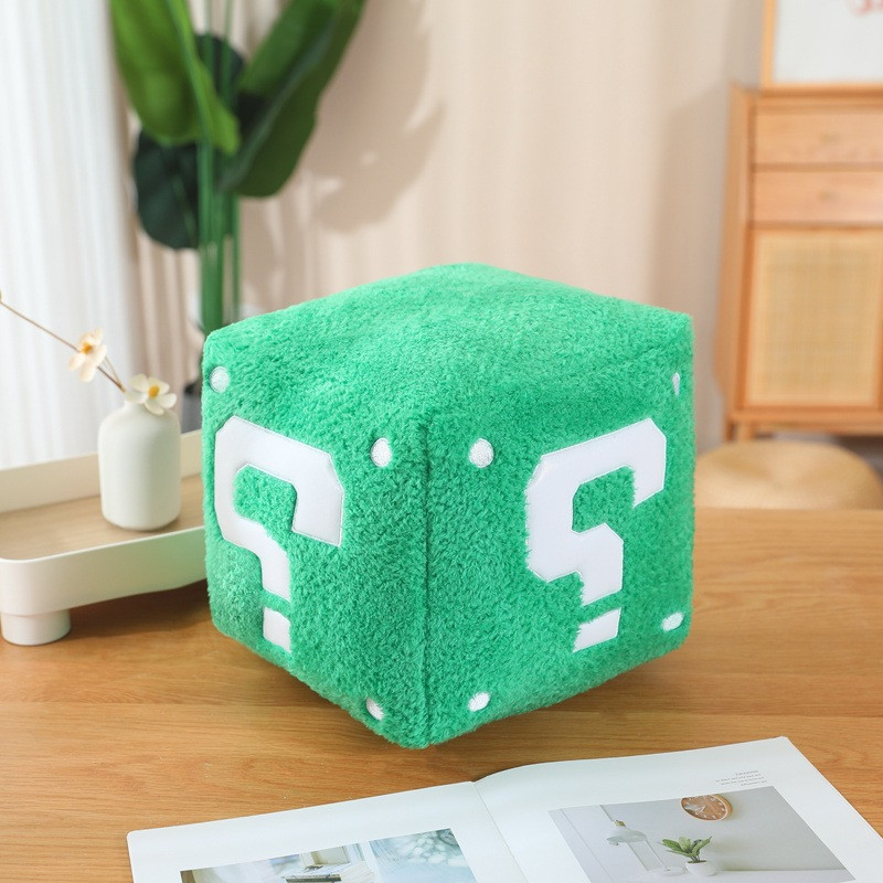 Super Mario Question Mark Block Soft Stuffed Plush Multiple Sizes Green