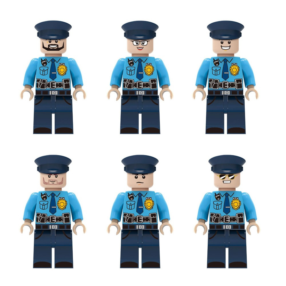 Police Brick Minifigure Custom Set 6 Pcs