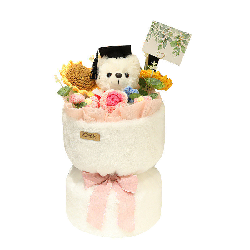 Graduation Bear Plush Bouquet 40cm 15.75inches Pink Blue